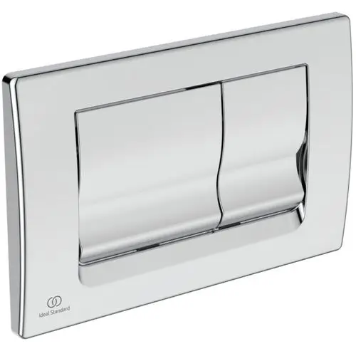 Chromatische Betätigungsplatte von Ideal-Standard mit zwei Hebeln zur Spülbetätigung, elegant und modern im Design.